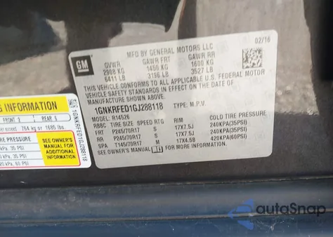 2016 Chevrolet Traverse Ls from USA, damaged, VIN 1GNKRFED1GJ288118